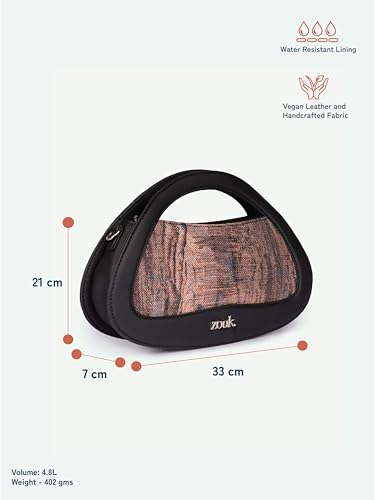 Image of ZOUK Nadia Sling Bag for Women - Stylish Crossbody with Cutout Top Handle | Handcrafted Shoulder Bag with Multiple Pockets & Water-Resistant Lining | Formal & Casual Use |