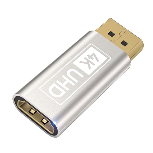 DisplayPort auf HDMI Adapter,Stecker auf Buchse Unidirektionaler DP auf HDMI Adapter,4K@30Hz/2K@60Hz/1080P@120Hz Displayport hdmi Adapter Kompatibel mit Laptops,Desktops,Lenovo,Dell,HP,HDTV,Projektor