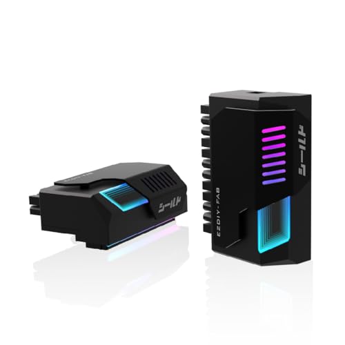 EZDIY-FAB Shield Adaptateur 24 Broches à 90 degrés avec Miroir Infini ARGB, Connecteur d'alimentation ATX 24 Broches, Synchronisation ARGB 5V 3 Broches - 90...
