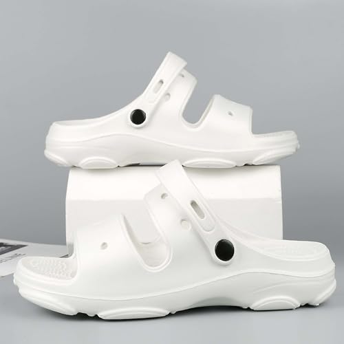 Unisex Open-Toe Adjustable Sandals Breathable Strappy Design with Quick-Dry Sole Ideal for Beach(White,10)2