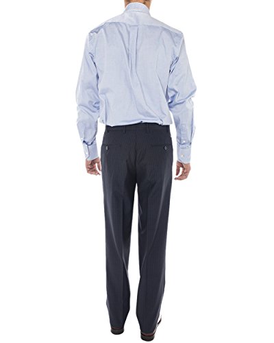 Luciano Natazzi Men's 160'S Worsted Wool Two Button Suit Jacket With Pant Stripe (54 Long Us / 64L Eu/W 48", Navy Blue) #TOP4