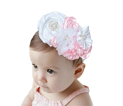 LDDCX Pink Baby Girls Flower Headband and Bow Big Headbands Fashion Hair Accessories for Newborns and Infants.(FD107) (Pink)