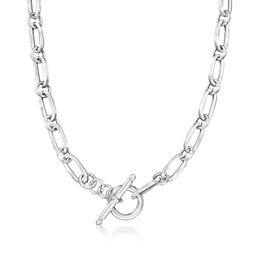 Ross-Simons Italian Sterling Silver Paper Clip Link Toggle Necklace