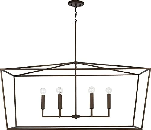 Capital Lighting 837661OR Thea Symmetrical Clear Line Island/Linear Pendant, 6-Light 360 Total Watts, 21" H x 42" W, Oil Rubbed Bronze