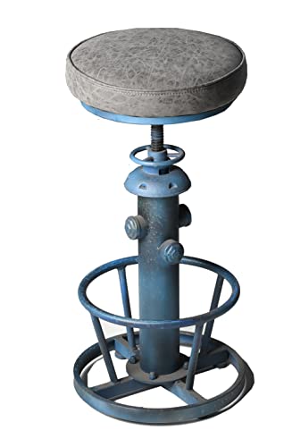 Topower-American-Antique-Industrial-Round-Bottom-Adjustable-Height-Cafe-Coffee-Retro-Vintage-Stylish-Water-Pipe-Design-Pub-Kitchen-Bar-Stool-Antique-Blue-PU-Leather-Top Topower American Antique Industrial Round Bottom Adjustable Height Cafe Coffee Retro Vintage Stylish Water Pipe Design Pub Kitchen Bar Stool Antique Blue PU Leather Top