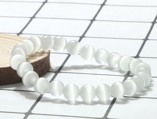 Bracelet d'amitié perles de cristal d'opale blanc extensible de 17cm