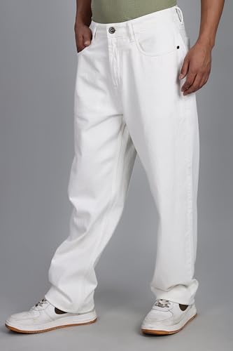 Image of INKD Men's Classic Relaxed Jeans - Mid-Rise | 100% Cotton | 5 Pocket Styling | Baggy Jeans for Man | Men's Bottomwear (Available in Plus Sizes)
