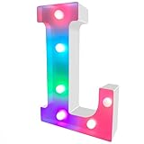 ENSHUI Colorful Light Up Letters Marquee Letter Lights, LED Letters with Lights, Battery Powered Auto Color Changing Lighted Letter Signs for Party, Birthday, Table, Girl's Room, Wall Decoration L
