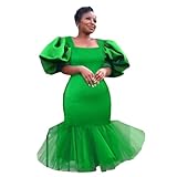 Women African Party Dresses Puff Sleeve Wedding Evening Gowns Turkey Muslim Dress EN8 XXL