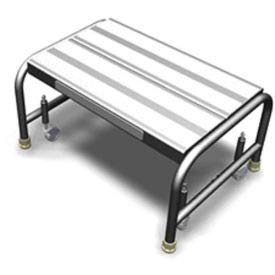 Tri ArcMfg 1 Step Mobile Aluminum Step Stand w/Solid Ribbed Top Step & 24" W Platform
