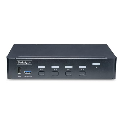 Image of StarTech 4-Port DisplayPort KVM Switch, Single 4K 60Hz, USB 3.0 Hub, TAA
