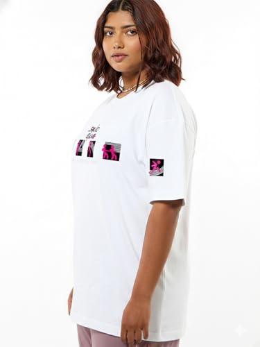 Image of Bewakoof Official Squid Game Merchandise Women's Graphic Print Oversized Fit Half Sleeve Round Neck Pure Cotton Plus Size T-Shirt