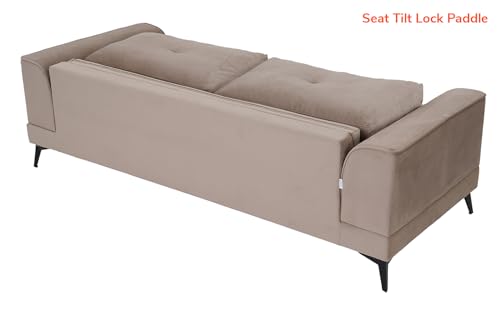 Image of Royaloak Ipoh Malaysian Fabric Three Seater Sofa | Tufting Design | Pocket Spring for Extra Comfort | Solid Wood Frame Construction | Metal Legs