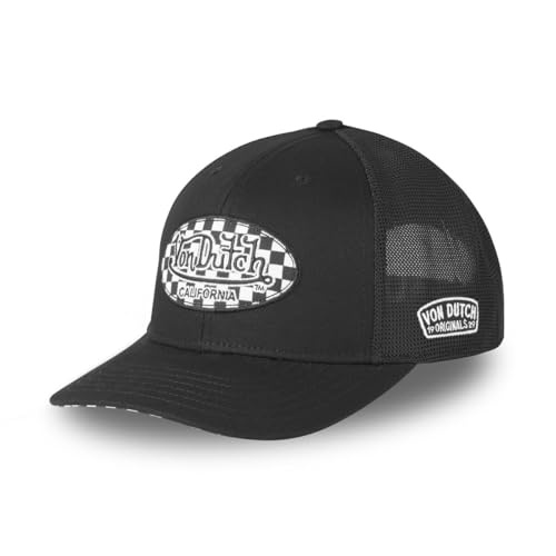 Casquette Von Dutch homme et femme, modèle Trucker ajustable S-Curved noir et blanc