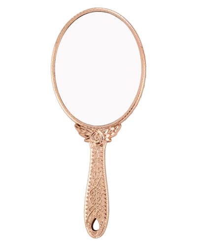 XPXKJ Hand Mirror Vintage Handheld Mirror with Handle Vanity Makeup Mirror Travel Mirrors（Gold） 0.06kg