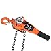 Akozon Ratchet Lever Chain Block Hoist, 0.75T Orange Manual, Pulley Hoist with Lifting Height for Industrial Lifting Operations