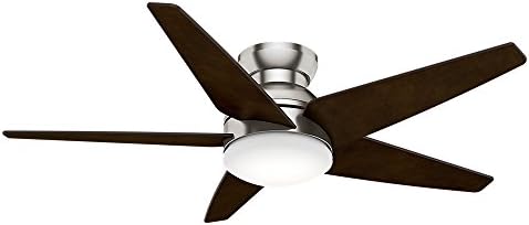 Casablanca Indoor Low Profile Ceiling Fan with LED Light and wall control - Isotope 52 inch, Brushed Nickel, 59355