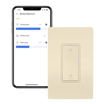 Legrand Radiant WNRL33LA Wireless Smart Switch with Netatmo, Home/Away, Compatible with Alexa, Google Assistant & Apple HomeKit, Light Almond (1 Count)