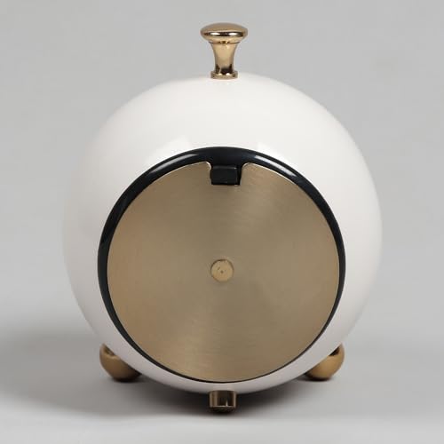 Image of Decor de Maison Brings Handcrafted Sphere Timekeeper Table Clock for KidsRoom, Living Room, Bedroom, Study Table|Classic Non-Ticking Tabletop Battery Operated Analog Desk Clock in White (12x12x14cm)