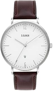 s.Oliver Time Herren Analog Quarz Uhr mit Leder Armband SO-3617-LQ