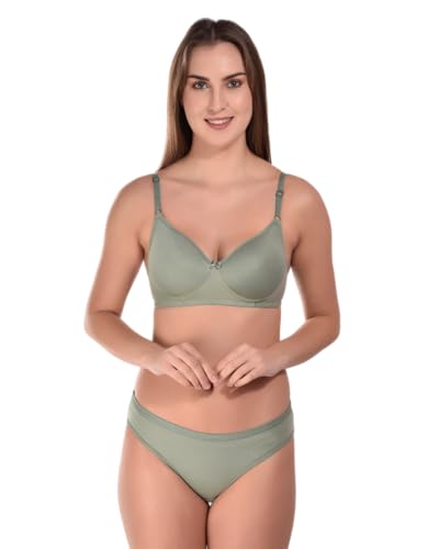 Image of SGC SWEDEN Women's Lingerie Set | Cotton Blend Lightly Padded Non Wire Push-Up Bridal Bra Panty Lingerie Set | Super Soft and Comfortable Lingerie Set