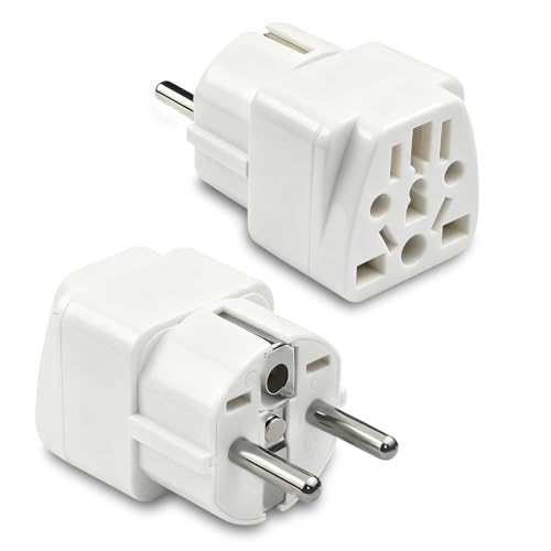 2 Pcs Adaptateur Prise Universelle, World to Europe Plug Adapter, Adaptateur Prise Anglaise vers France, USA, Japan, to Europe Universal Plug Adapter