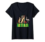 Photo Gallery donna simbolo australiano cricket canguro emu grafica divertente maglietta con collo a v Photo Gallery donna simbolo australiano cricket canguro emu grafica divertente maglietta con collo a v