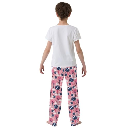 ZZXXB Hedeghog Mushroom Tree Boys Long Pants Soft Trousers Elastic Waist Kids Lounge Bottoms with Pockets S-XL3