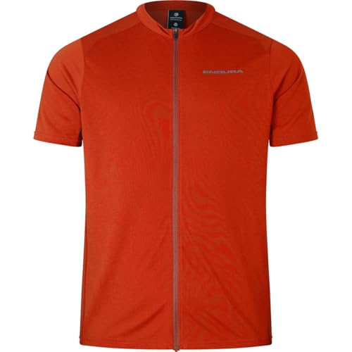 Endura Men's Loop Zipped Short Sleeve Jersey, Flame red, L