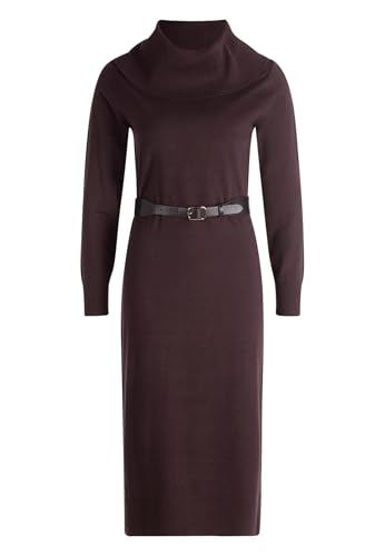 zero Damen Strickkleid mit Gürtel 40, Chocolate Plum