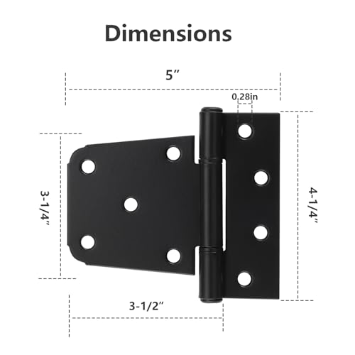 image for HOME MASTER HARDWARE 3-1/2 inch Heavy Duty T Hinge Gate Hinges Steel B