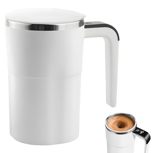Wapasezyar Taza autoagitadora, 380 ml, taza con indicador de temperatura, acero inoxidable 304, coctelera eléctrica magnética con asa para chocolate caliente, café, leche (blanco, 380 ml) Wapasezyar Taza autoagitadora, 380 ml, taza con indicador de temperatura, acero inoxidable 304, coctelera eléctrica magnética con asa para chocolate caliente, café, leche (blanco, 380 ml)