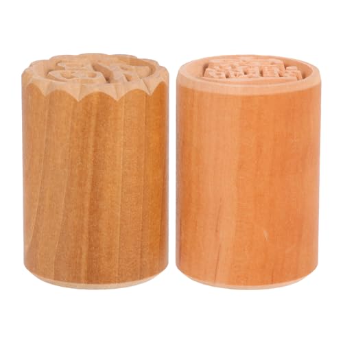 Angoily 2 piezas de Madera para Pasteles Luna Tradicionales Decorador de Galletas DIY Molde Manual para Repostería Saludable y Duradera para Festival de Otoño
