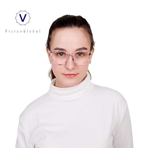 Image of VisionGlobal Blue Light Blocking Glasses, Lightweight Oval Frame, Computer Glasses for Gaming, Office, TV