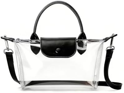 Elojieza Clear Bag for Stadium Events, Small Crossbody Purse Shoulder Bag for Concerts, Sports Events World Cup 2026, Durable Waterproof, Black