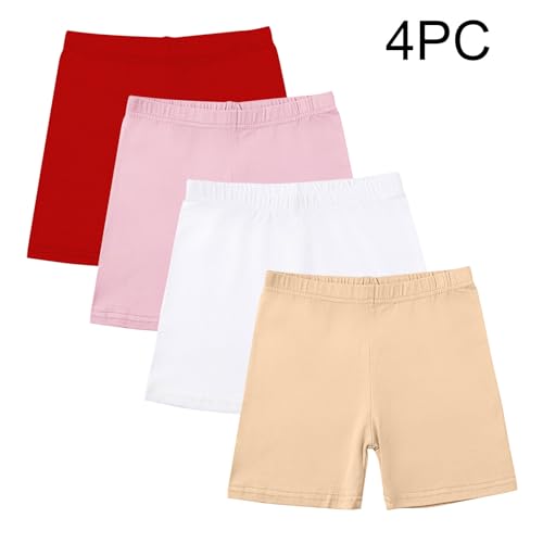 Beessbest 4 Pack Girls Bike Shorts Cotton Cartwheel Shorts Biker Bermuda Under Kid Clothes Toddler Lounge Bottoms Multi-Color2
