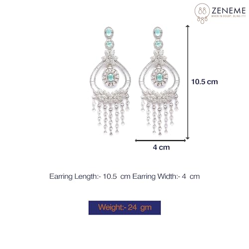 Rhodium-Plated Diamond Drop Earrings for ()