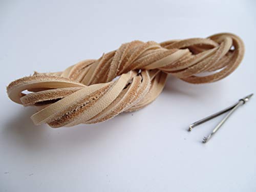 Genuine Leather Shoelaces With Lacing Needle (63"【160Cm】, Beige) #TOP2