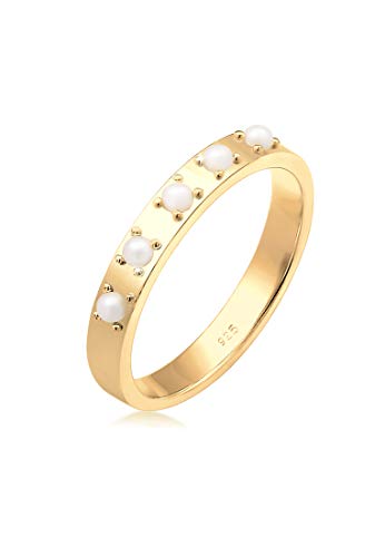 Preisvergleich Produktbild Elli Ring Damen Bandring Perle Swarovski Kristalle in 925 Sterling Silber