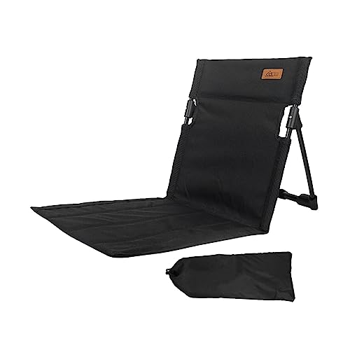 Perfeclan Silla de Playa Plegable con Respaldo, Asiento de Silla de Estadio con Bolsa de Almacenamiento, sillón de Playa, Silla de Piso de Playa para, Negro