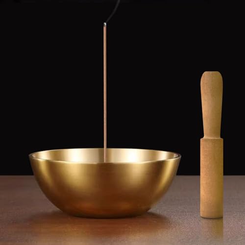 Brass Incense Holder 5 Inch, Incense Burner Holder for Sticks/Cones, Copper Smudge Bowl, 9 Incense Holes, Ash Catcher for Altar, Meditation, Yoga (Gold & Yellow)