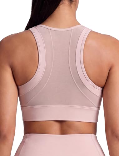 Image of Yvette Women's Sports Bra Front Zipper High Impact Support Mesh Racerback | Plus Size Friendly,Sewn-in Pads Stay Put,Wirefree & Supportive,Breathable,Secure Zip Closure,For Large Bust,Running,Gym,HIIT