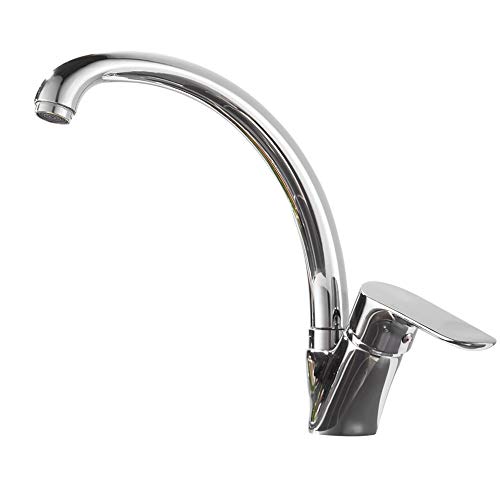 Mitigeur robinet de cuisine pivotant 360° en zinc et céramique pour eau froide et chaude