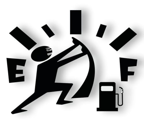 Image of Funny Gas Gauge Car Decal, Fuel Tank Empty Design, High Gas Consumption for Cars, Vans & Trucks, 5 x 4 inches, Black