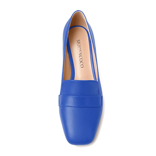 Image of MODENCOCO Womens Square Toe Slip On Comfortable Casual Matte Work Chunky Low Heel Loafers Shoes 2 Inch