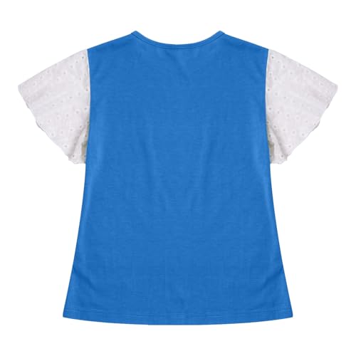 Girls Short Cap Sleeve T Shirts 𝗥uffle Sleeve Solid Color Tops Kids Crew Neck Casual Loose Summer Tops2