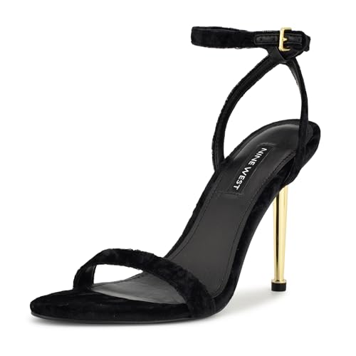 NINE WEST Women's Reina Heeled Sandal, Black, 6.5 UK