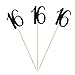 Black Glitter 16th Birthday Centerpiece Sticks, 12-Pack Number 16 Table Topper Anniversary Party Decorations