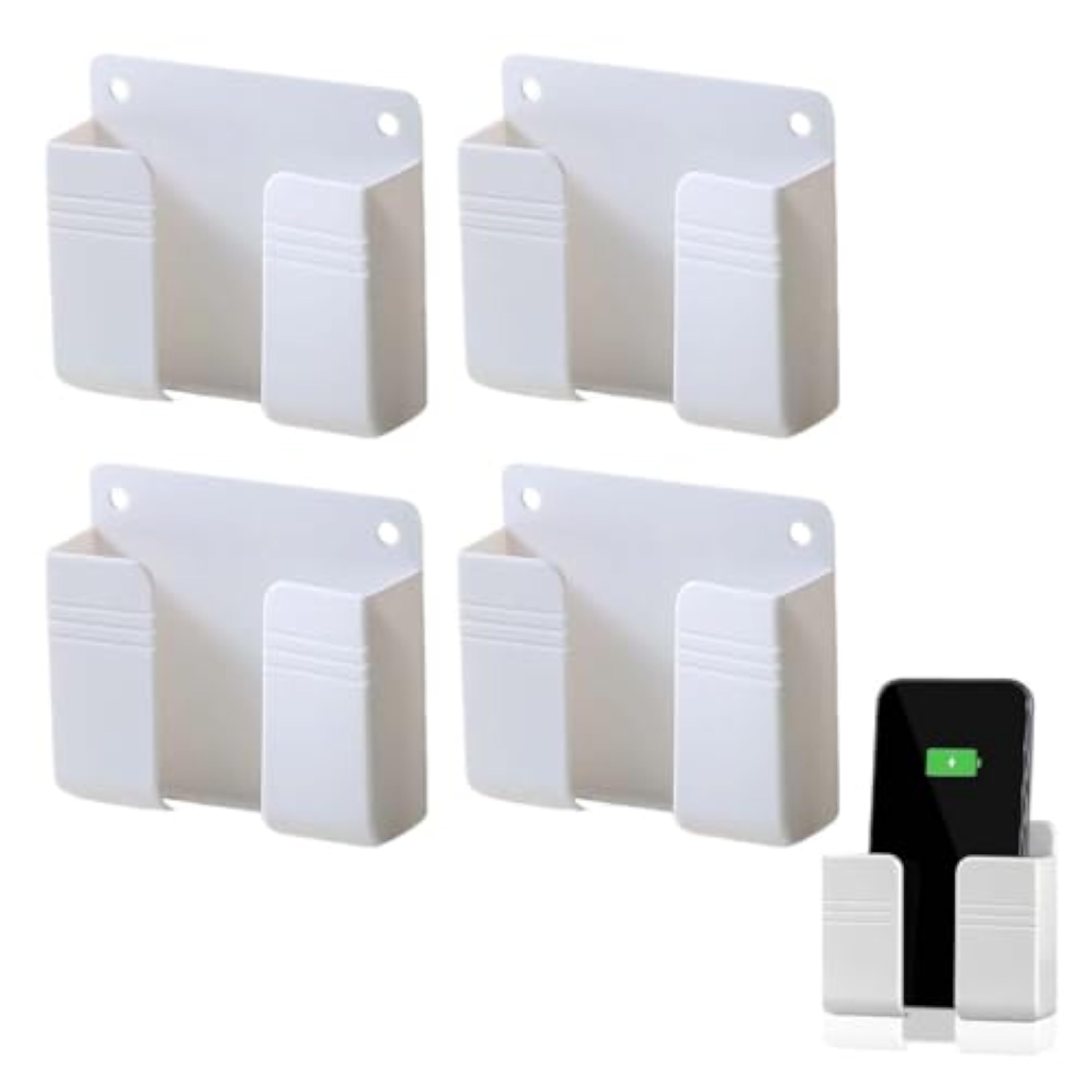 GNALIA 4 Soportes Móviles Pared Blancos, Adhesivos Autoadhesivos Para Teléfono, Carga Y Organización En Hogar/Oficina, Tamaño Estándar