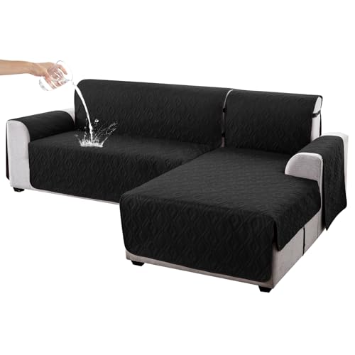 Genina Fundas de sofá modular para perros, fundas de sofá en forma de L, funda de sofá reversible, protector de muebles seccionales para mascotas, niños (negro, XL)